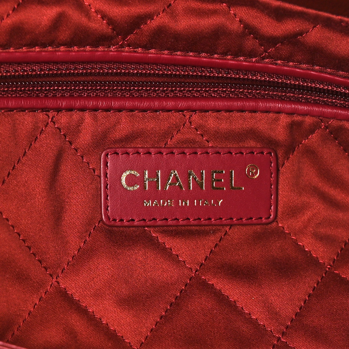 Metallic Calfskin Quilted Chanel 22 Burgundy