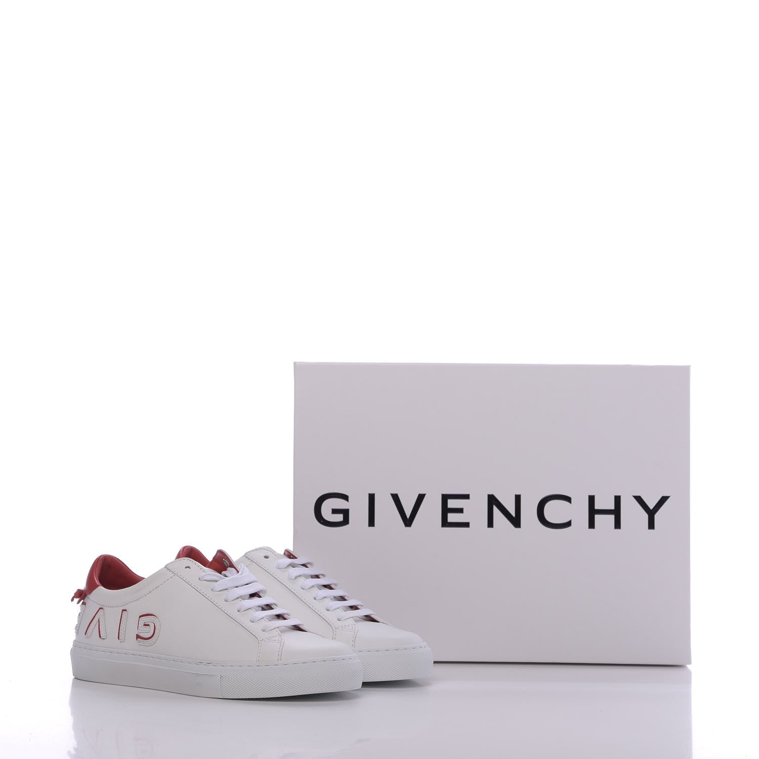 Givenchy Calfskin Reverse Logo Womens Urban Street Sneakers 36.5 White Red 11 of 12