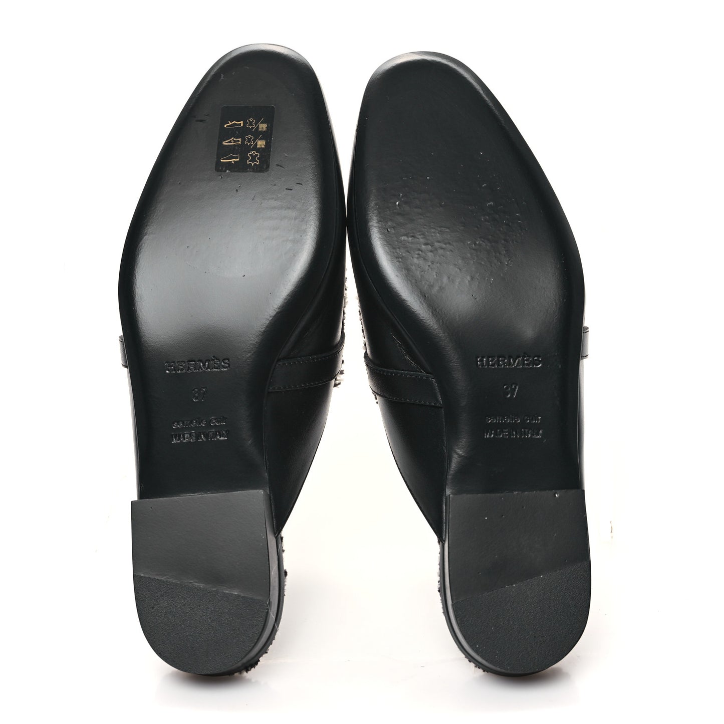 Toile Calfskin Fringe Womens Oz Mules 36.5 Black Prunoir