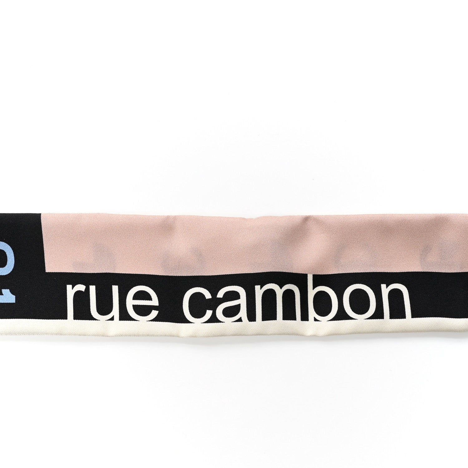 Chanel Silk 31 Rue Cambon CC Slim Bandeau Scarf Ecru Pink Black 3 of 4