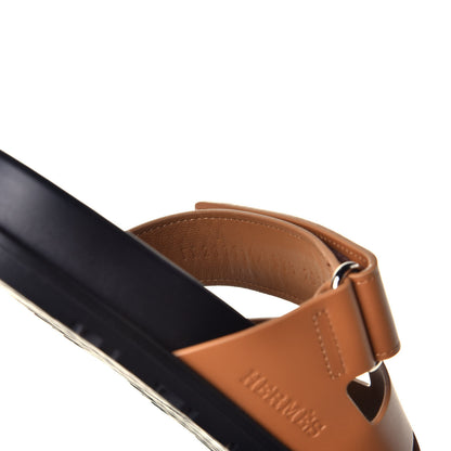 Hermes Calfskin Womens Chypre Sandals 37.5 Gold 8 of 9