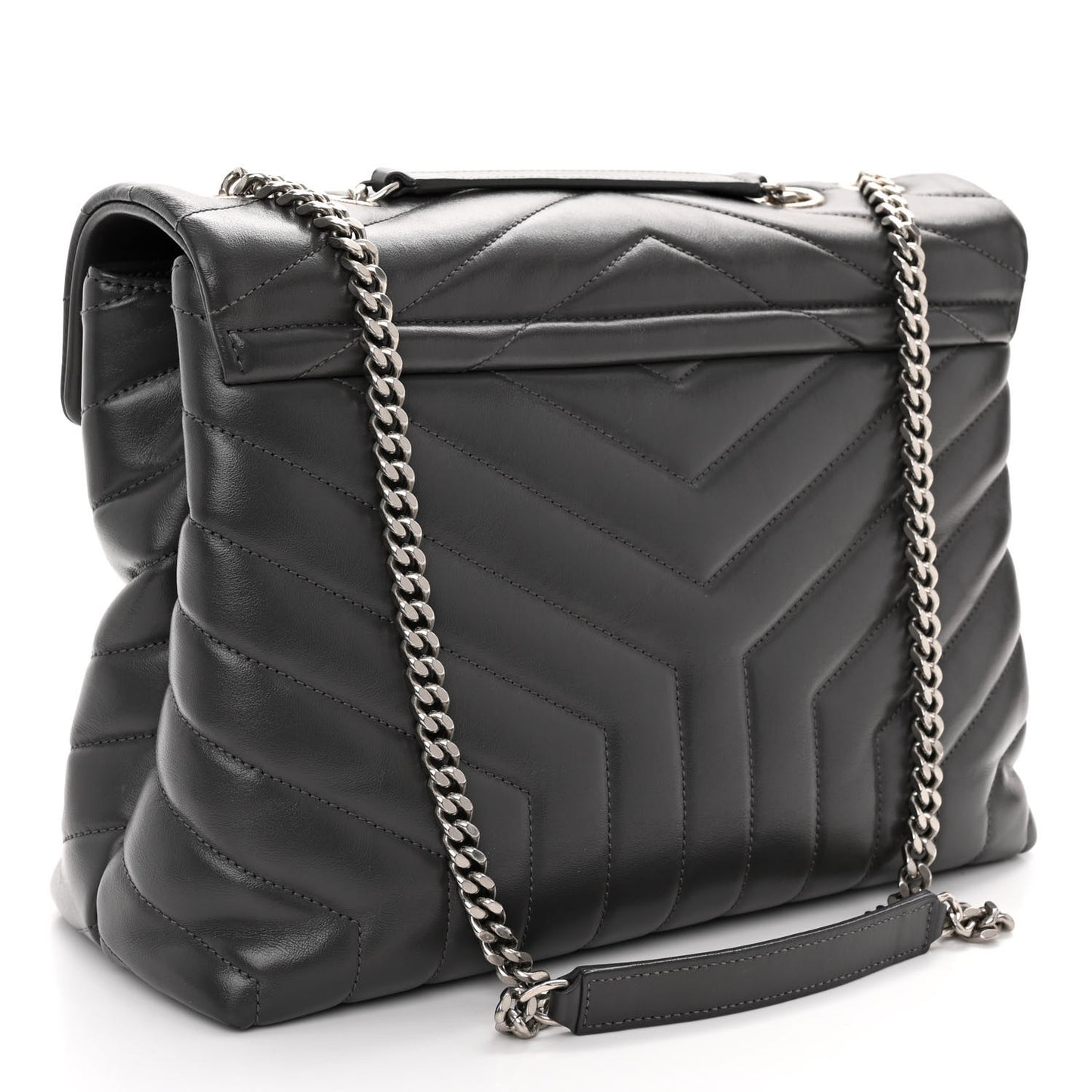 Calfskin Y Quilted Monogram Medium Loulou Chain Satchel Storm