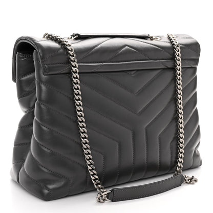 Saint Laurent Calfskin Y Quilted Monogram Medium Loulou Chain Satchel Storm 3 of 9