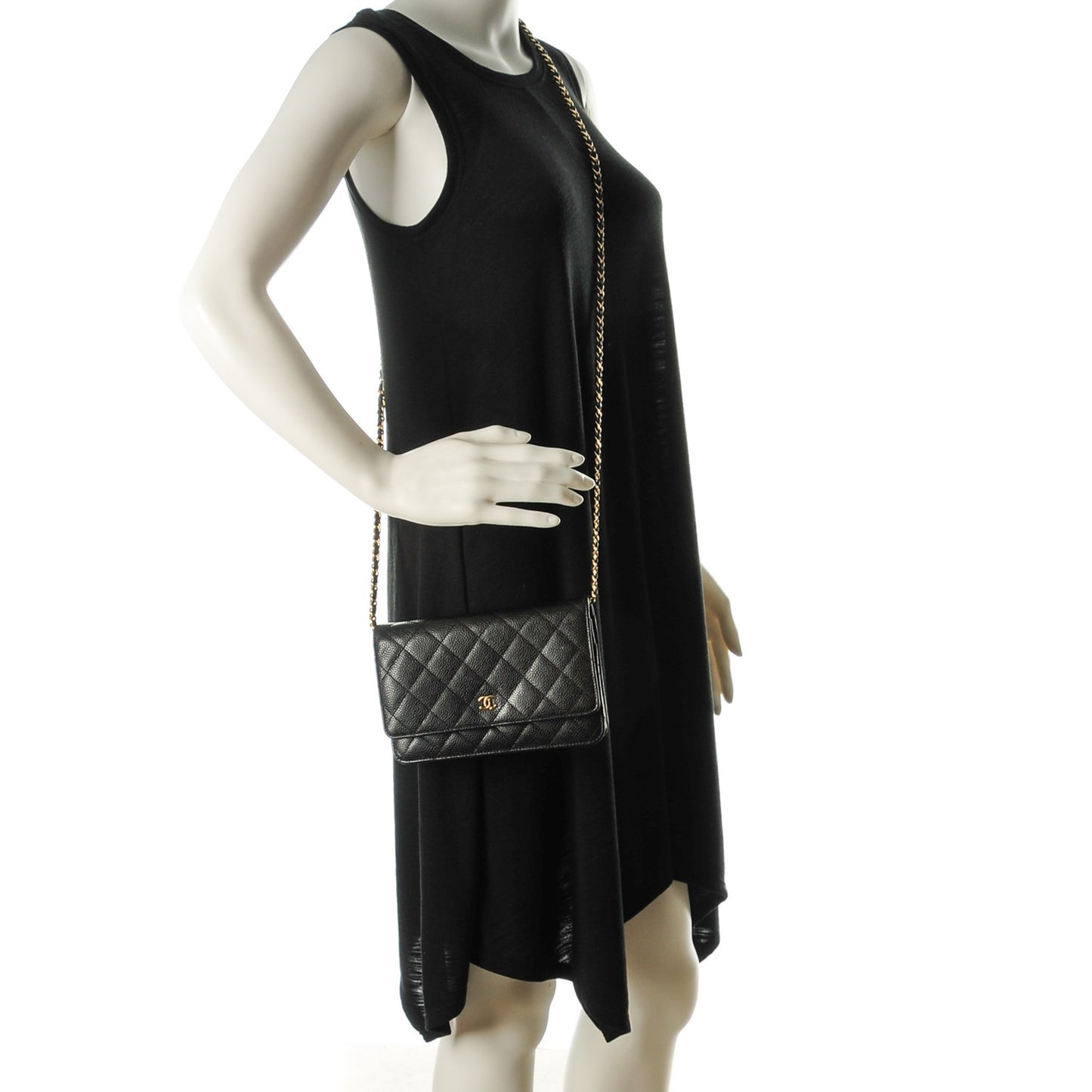 Caviar Quilted Wallet On Chain WOC Black