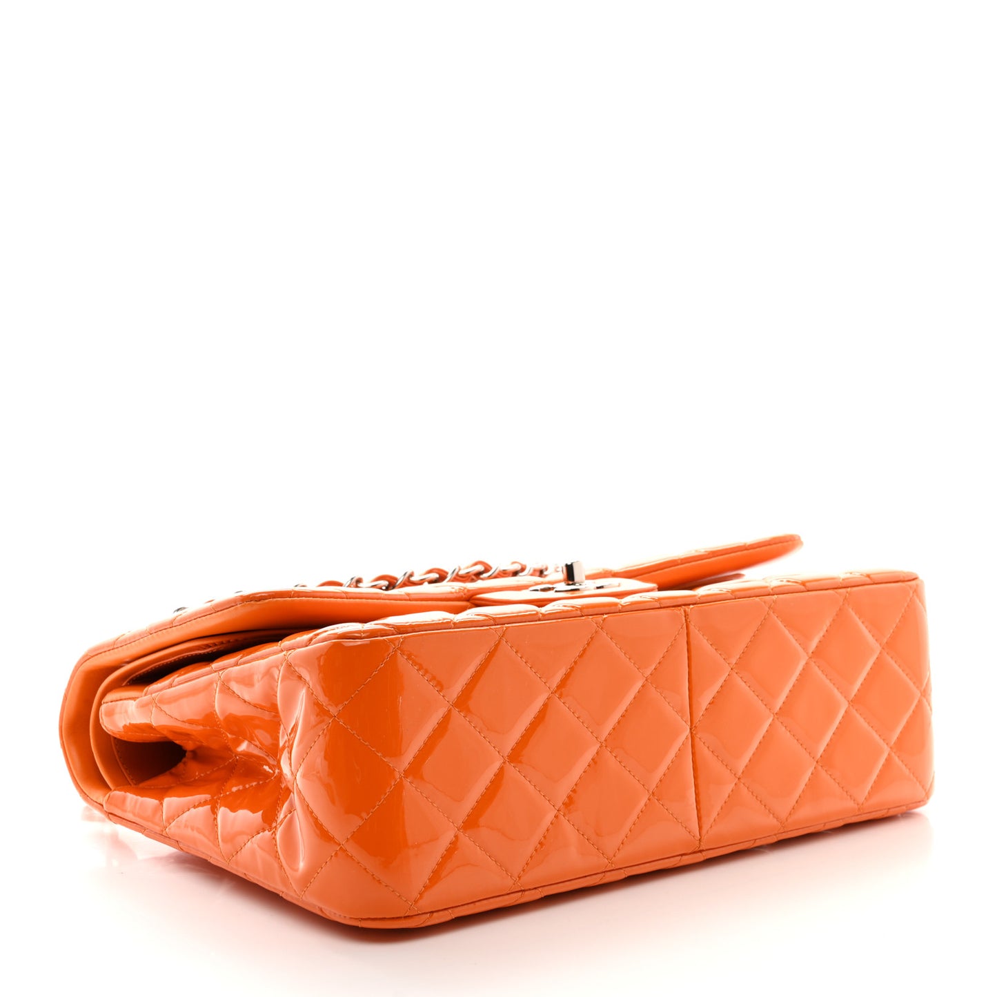 Patent Quilted Jumbo Double Flap Orange