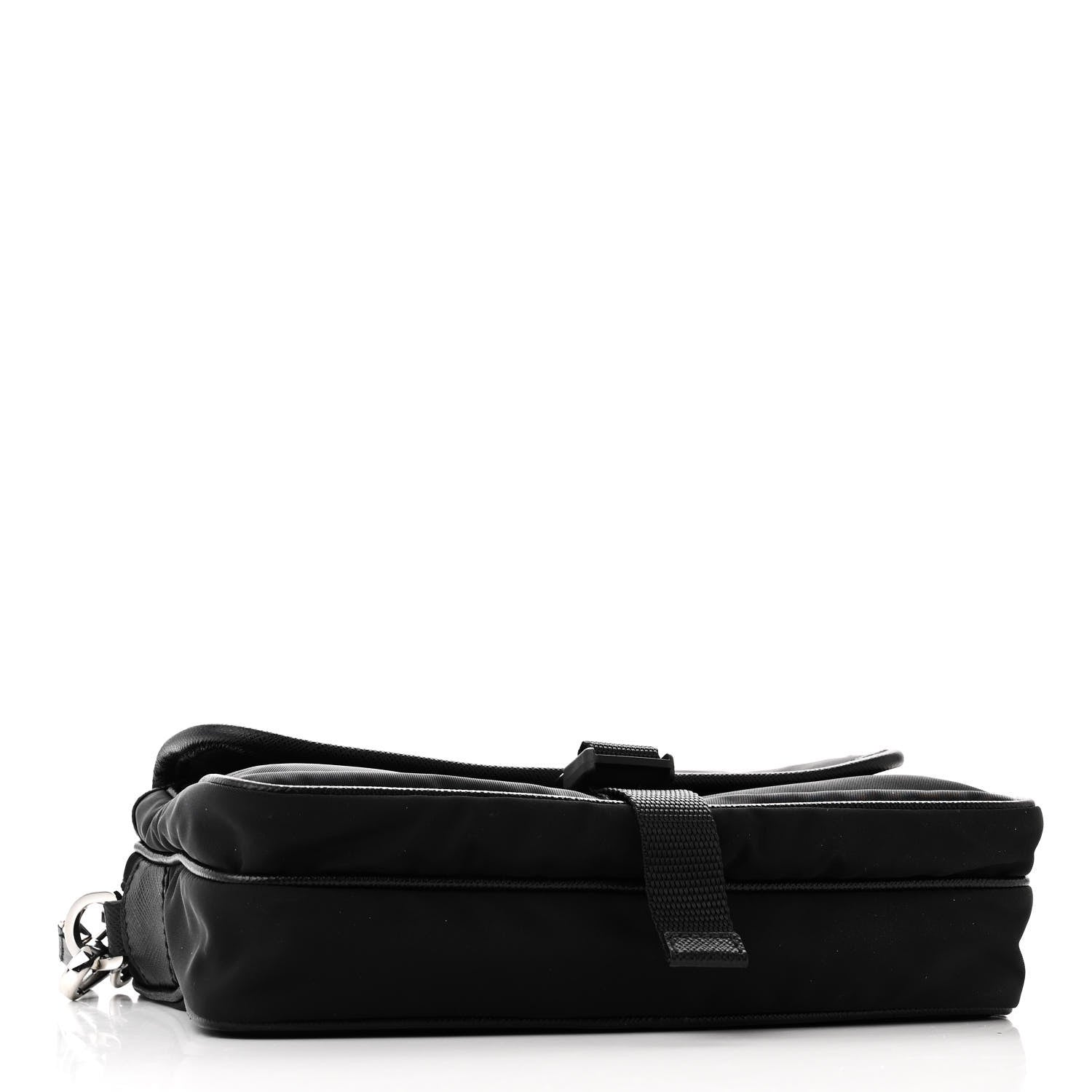 Prada Re-Nylon Saffiano Pocket Single Snap Buckle Shoulder Bag Black 4 of 10