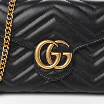 Gucci Calfskin Matelasse GG Marmont Chain Wallet Black 9 of 9