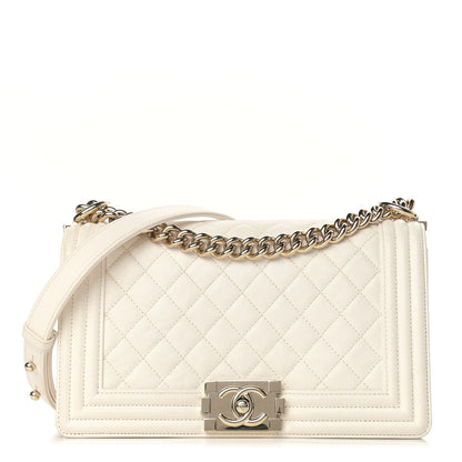 Chanel Caviar Quilted Medium Boy Flap White 1 of 12