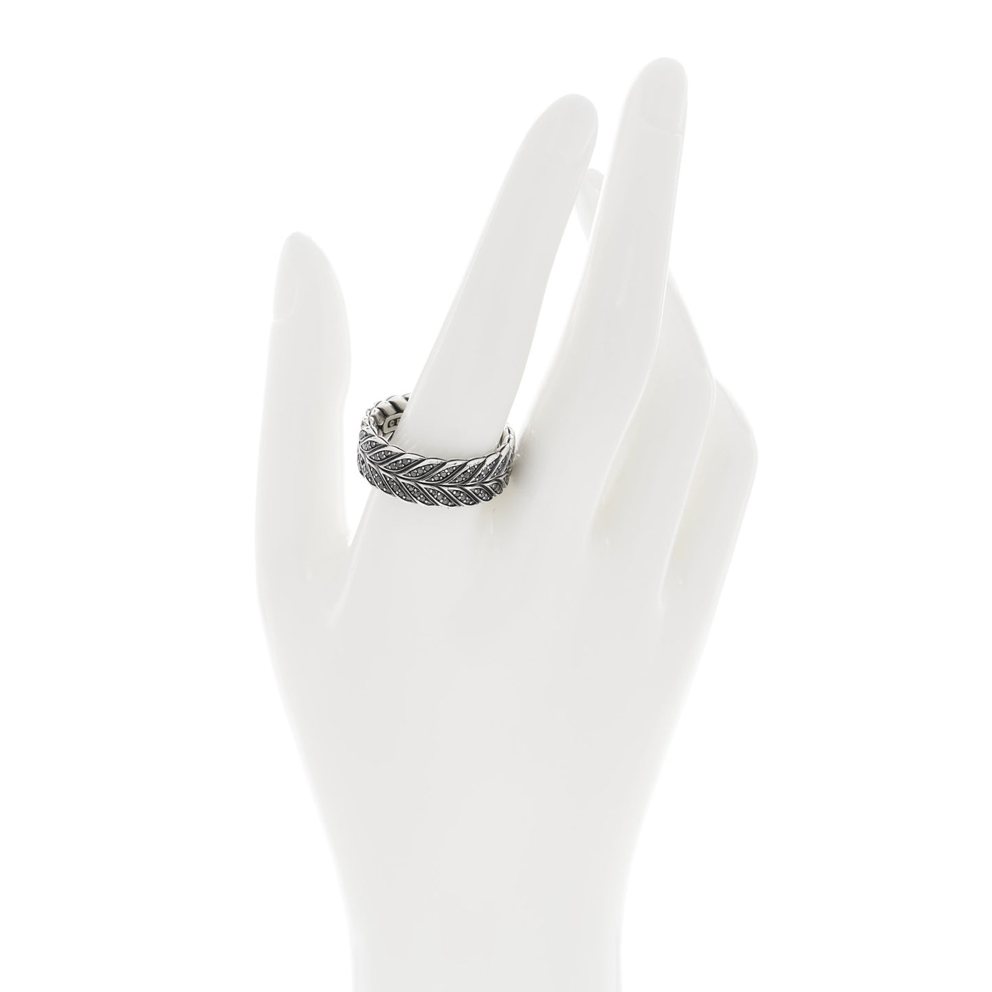 Sterling Silver Black Diamond Chevron Band Ring 65 11