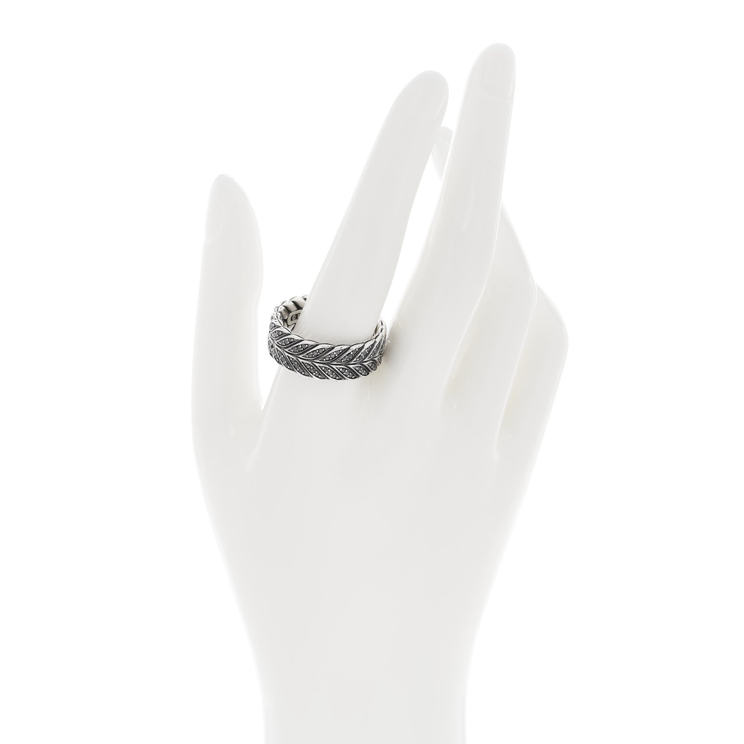 David Yurman Sterling Silver Black Diamond Chevron Band Ring 65 11 2 of 5