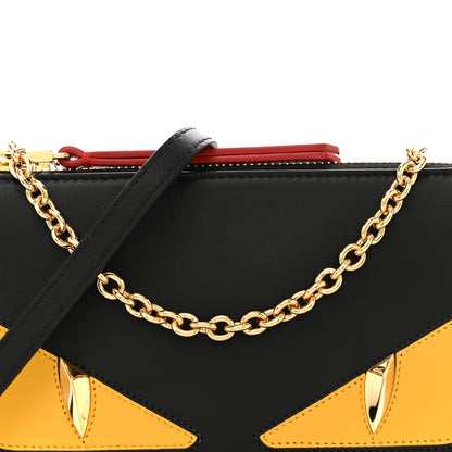 Fendi Vitello Dolce Elite Monster Eyes Bi-Color Baguette Pouch Black Yellow 8 of 14