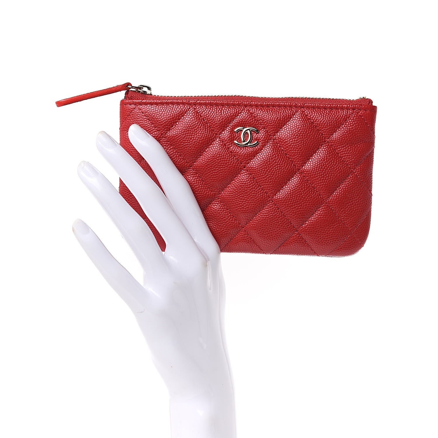 Chanel Caviar Quilted Small Cosmetic Case Red 2 of 8