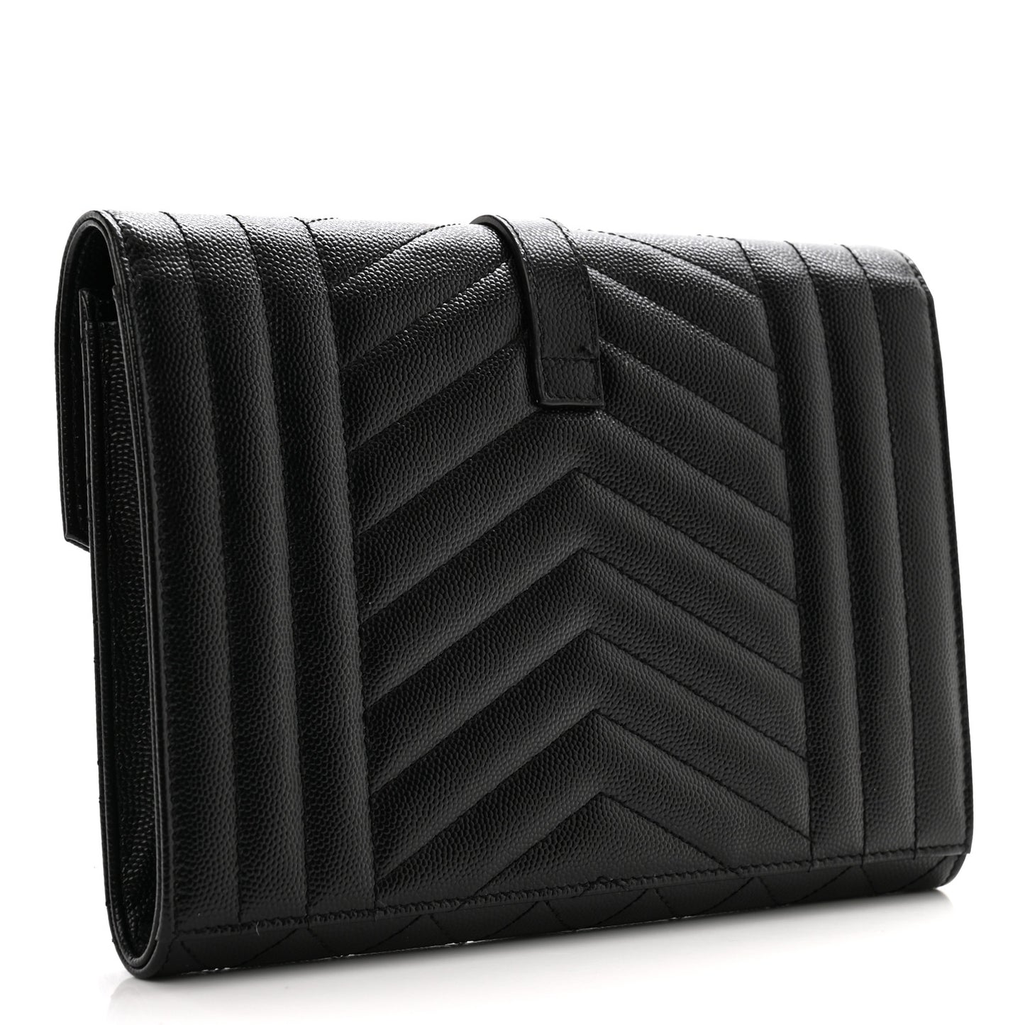 Grain De Poudre Textured Mixed Matelasse Triquilt Monogram Clutch Black