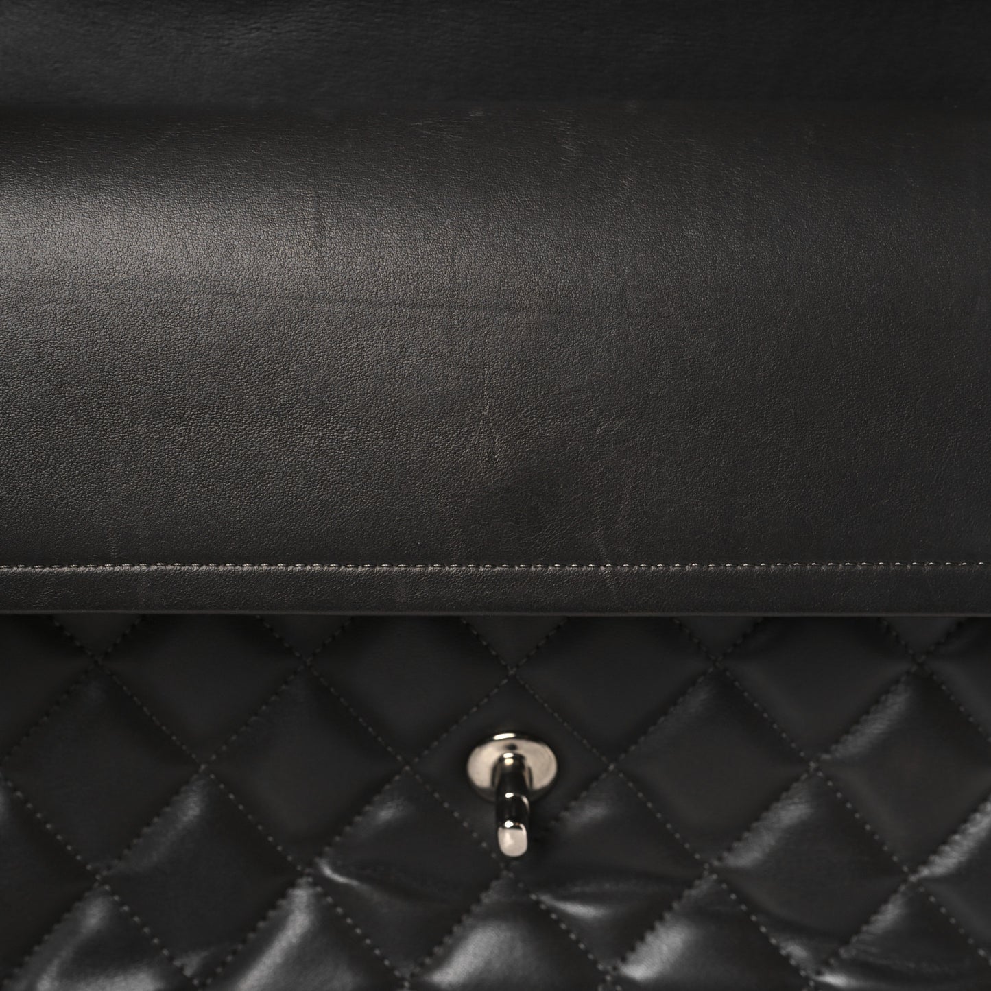 Lambskin Quilted Jumbo Double Flap Dark Grey