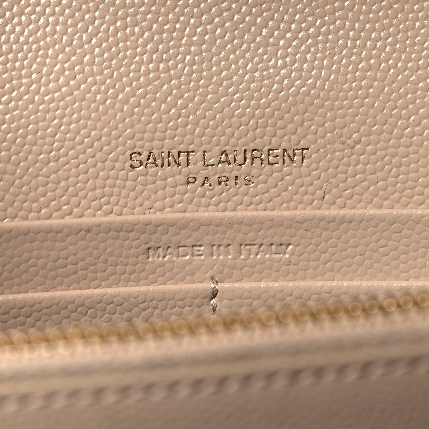 Saint Laurent Grain De Poudre Mixed Matelasse Triquilt Monogram Chain Wallet Dark Beige 7 of 12
