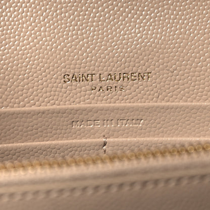 Saint Laurent Grain De Poudre Mixed Matelasse Triquilt Monogram Chain Wallet Dark Beige 7 of 12