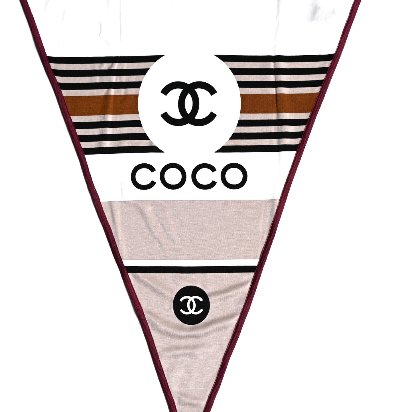 Silk CC Coco Chanel Logo Scarf White Black Multicolor