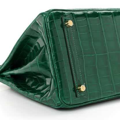 Hermes Shiny Niloticus Crocodile Birkin 30 Vert Emeraude 9 of 10