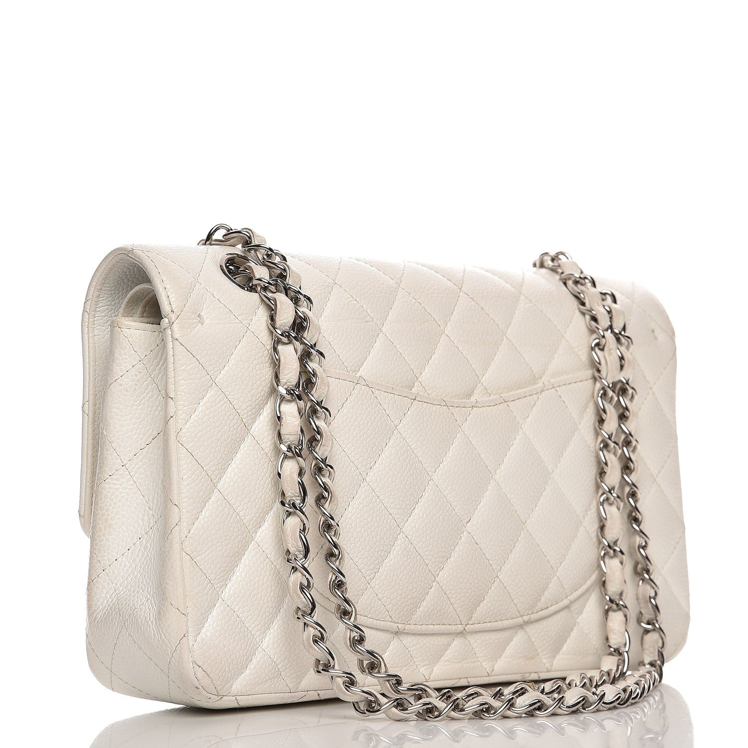 Chanel Caviar Quilted Medium Double Flap White 4 of 18