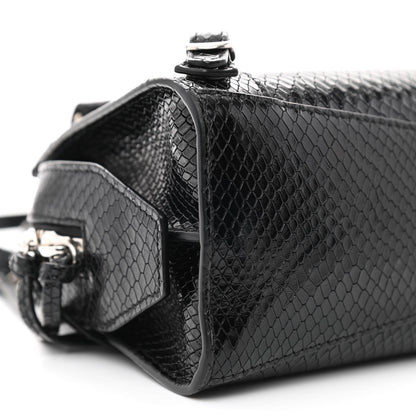 Balenciaga Grained Calfskin Snake Effect Silver Hardware Neo Classic Mini City Black 9 of 10