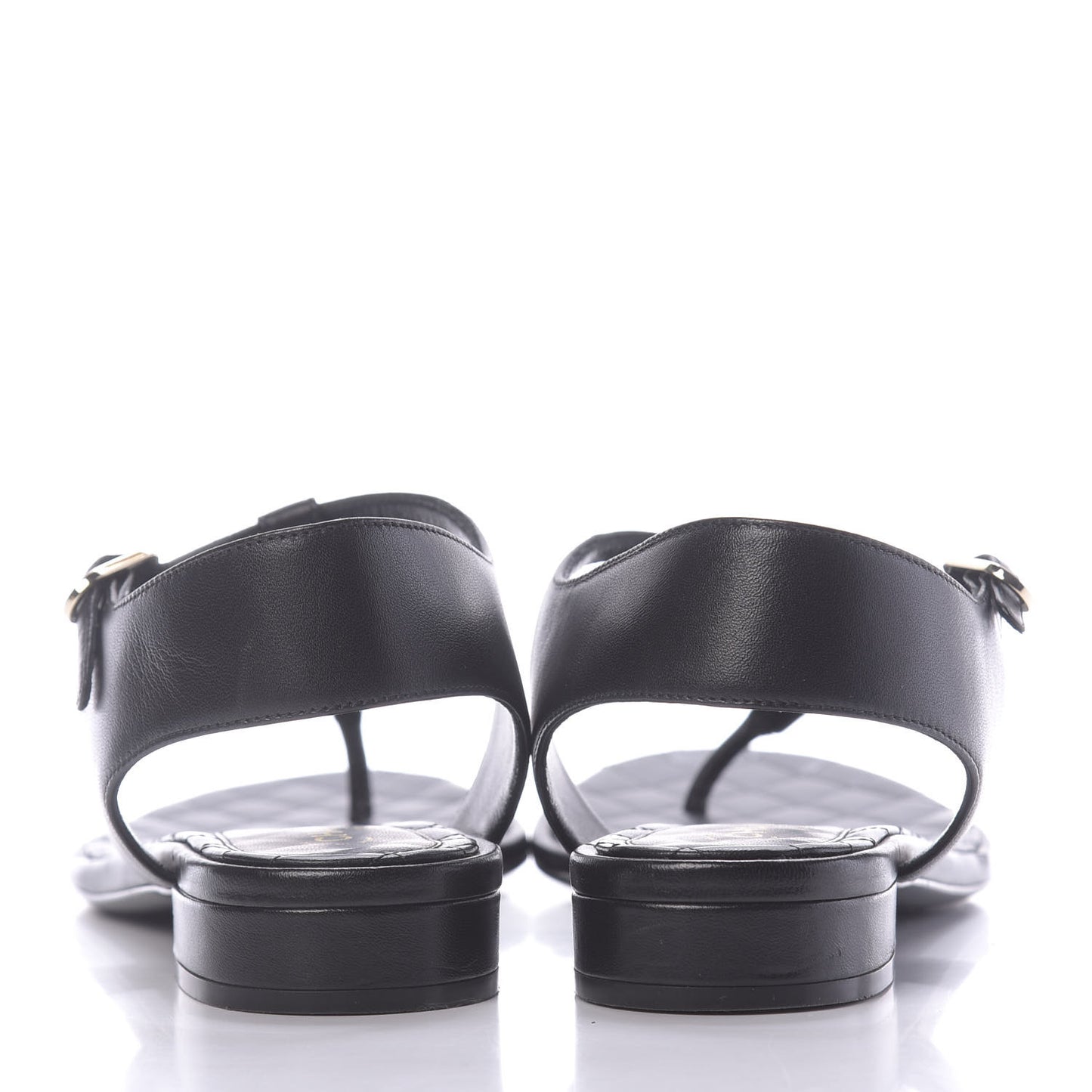 Lambskin CC Thong Sandals 38 Black