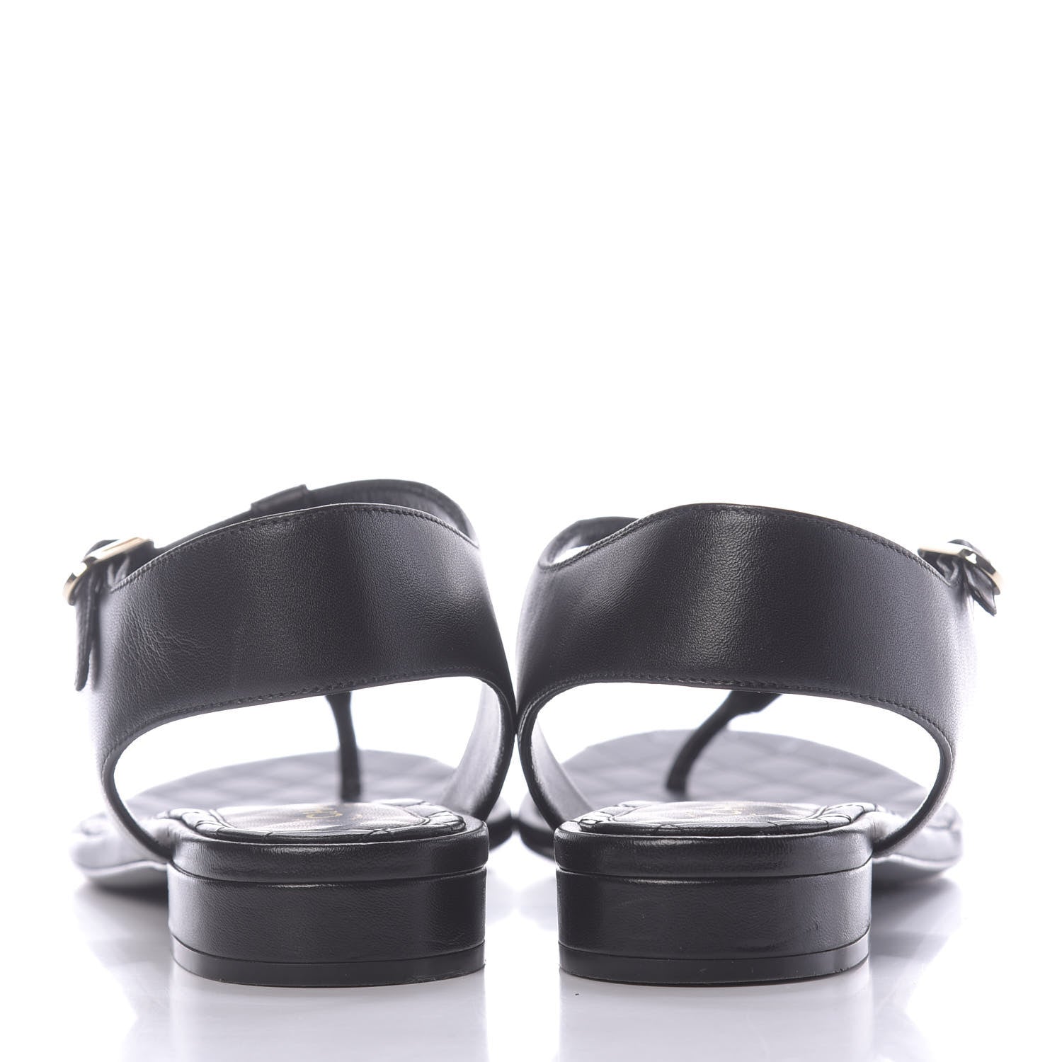 Chanel Lambskin CC Thong Sandals 38 Black 5 of 12