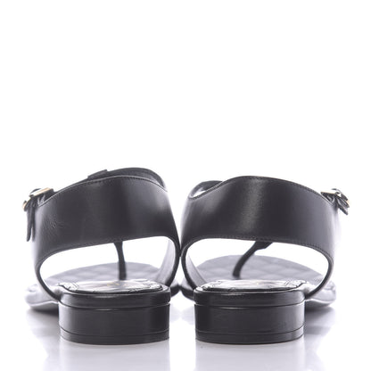 Chanel Lambskin CC Thong Sandals 38 Black 5 of 12