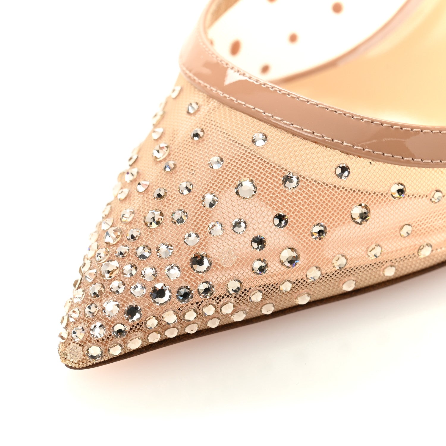 Christian Louboutin Rete Dentelle Patent Strass Twistissima 85 Pumps 36.5 Light Silk 9 of 10