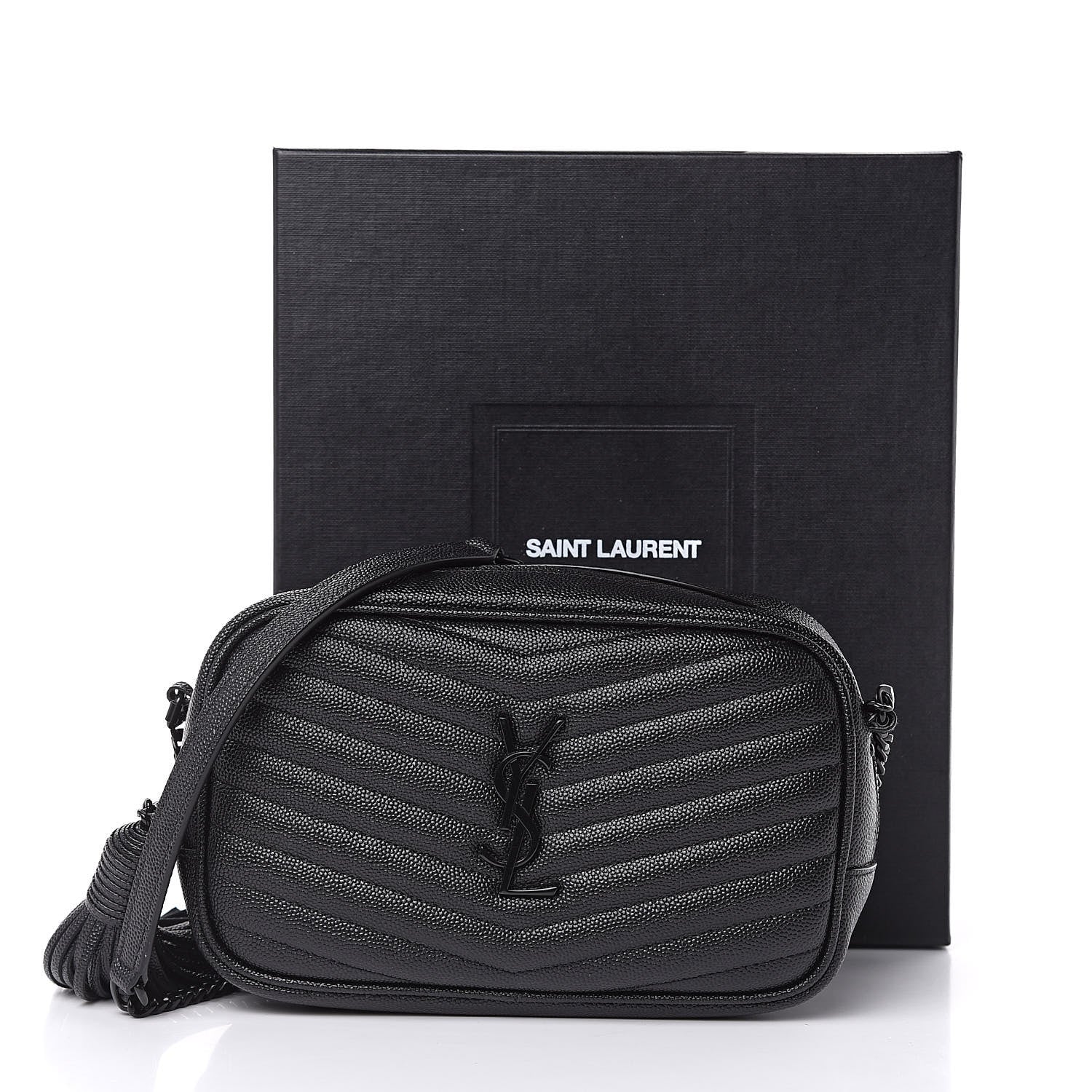 Saint Laurent Grain De Poudre Matelasse Monogram Mini Lou Camera Bag Black 10 of 10