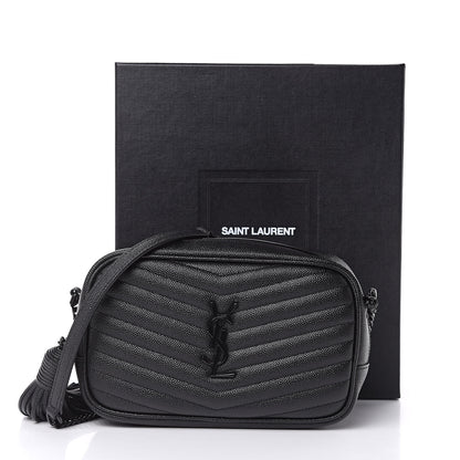 Saint Laurent Grain De Poudre Matelasse Monogram Mini Lou Camera Bag Black 10 of 10