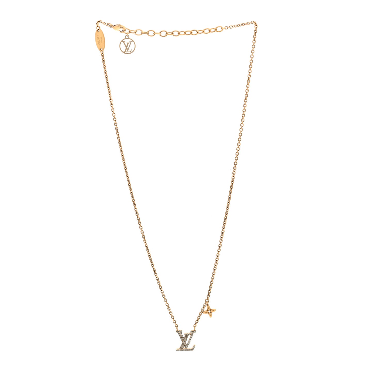 Metal Crystal LV Iconic Necklace Gold