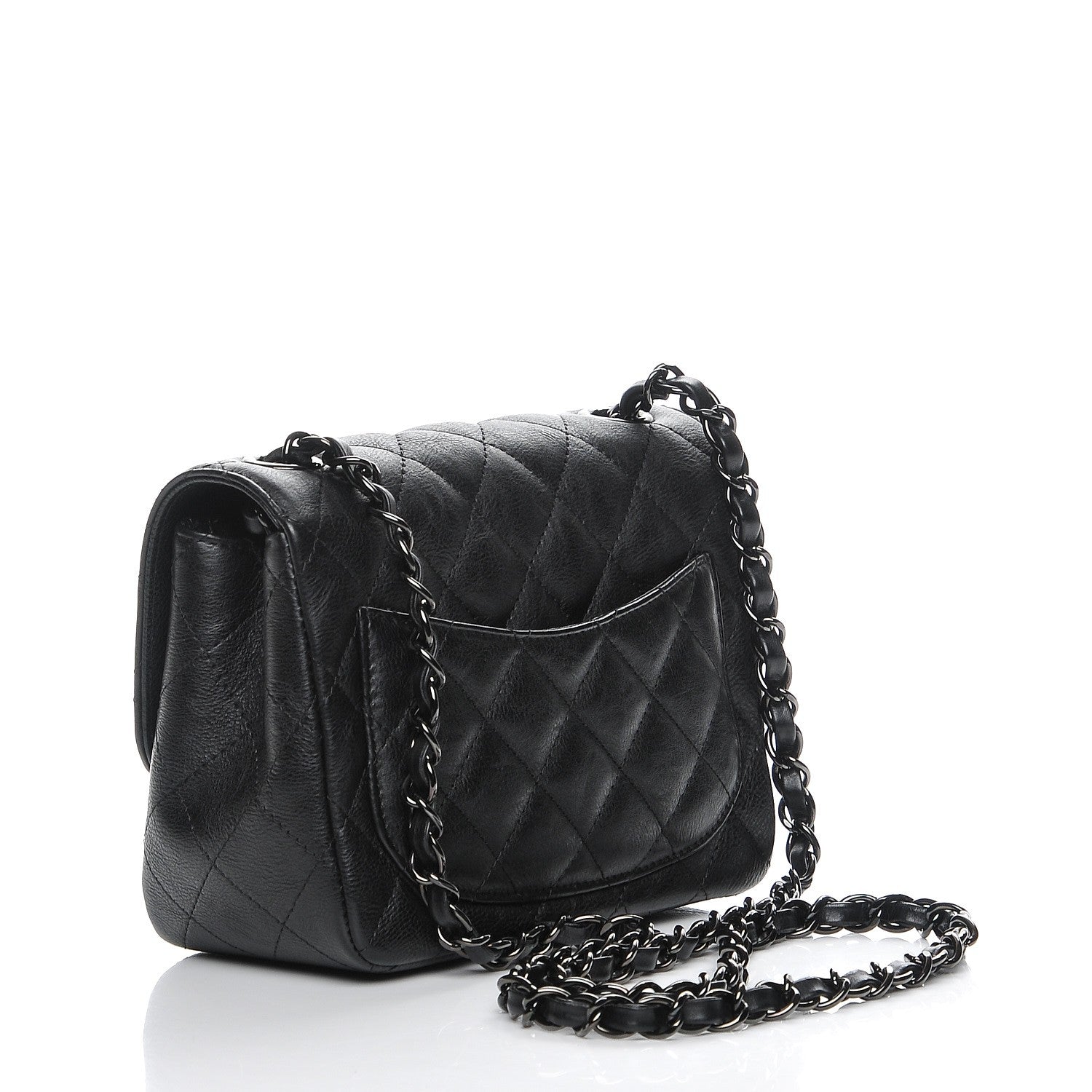 Chanel Crumpled Calfskin Quilted Mini Square Flap So Black 3 of 8
