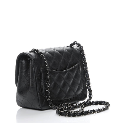 Chanel Crumpled Calfskin Quilted Mini Square Flap So Black 3 of 8