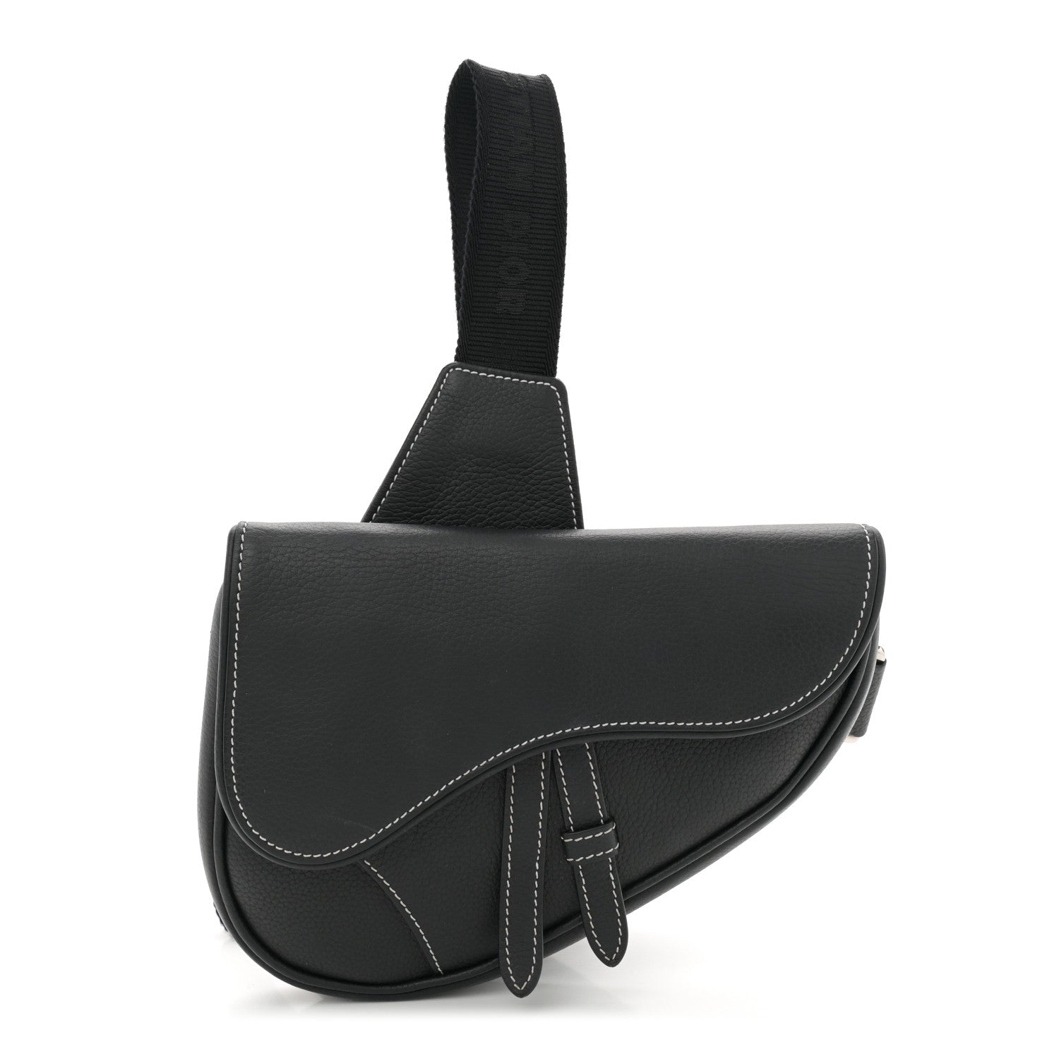 Christian Dior Grained Calfskin Mens Mini Saddle Bag Black 1 of 11