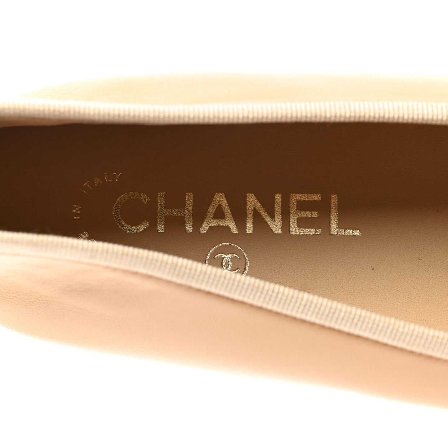 Lambskin Cap Toe Ballerina Flats 39.5 Beige Black
