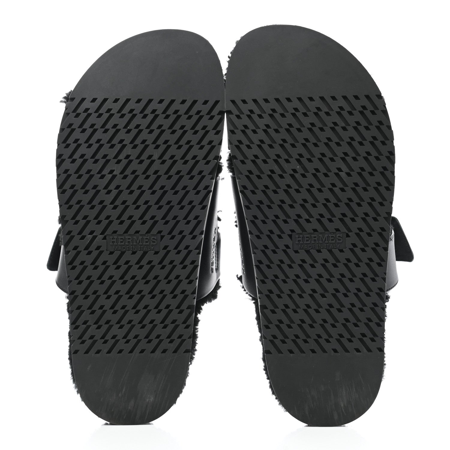 Hermes Calfskin Woolskin Womens Chypre Sandals 40 Black 5 of 8