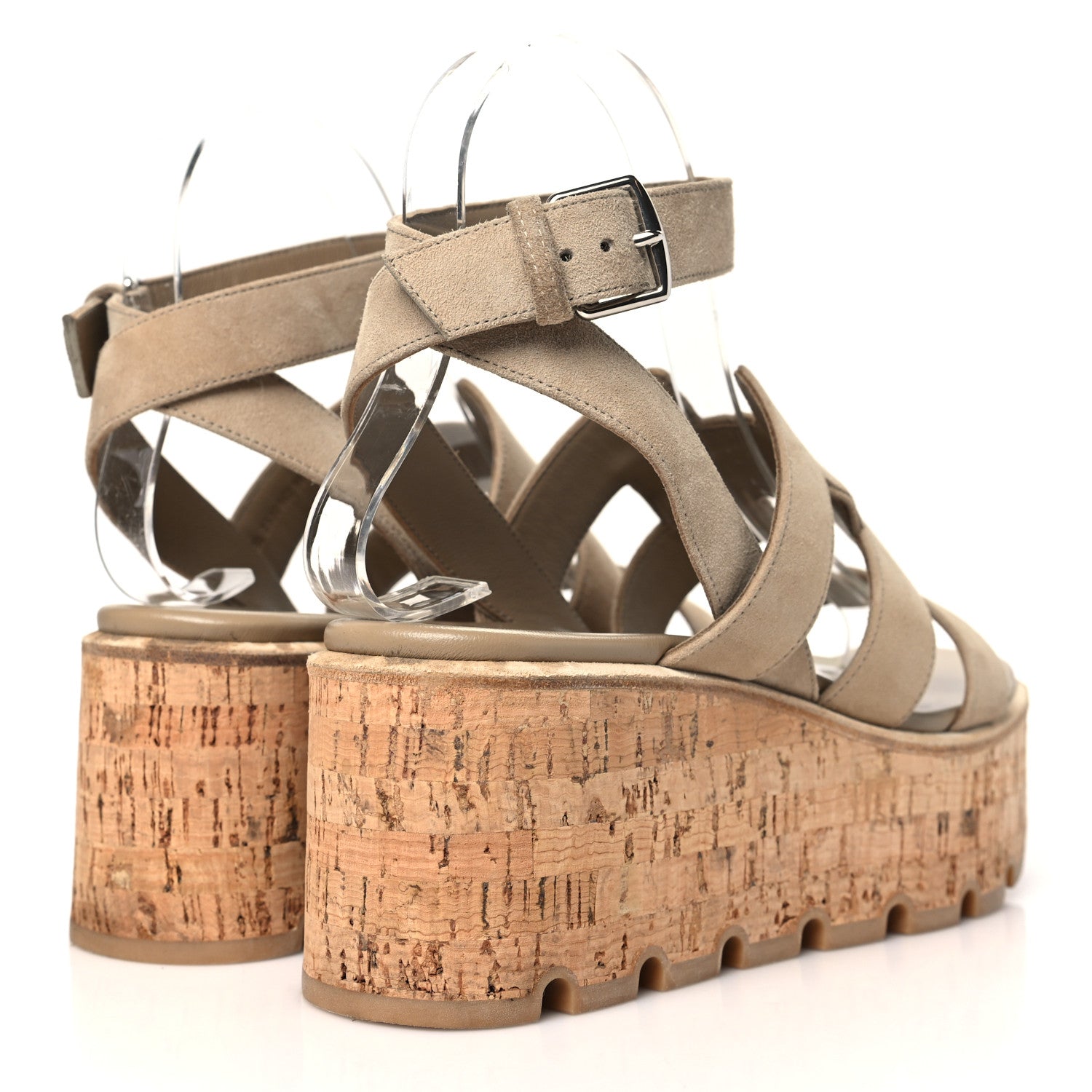 Hermes Suede Goatskin Havane 30 Wedge Sandals 36 Beige Argile 4 of 9