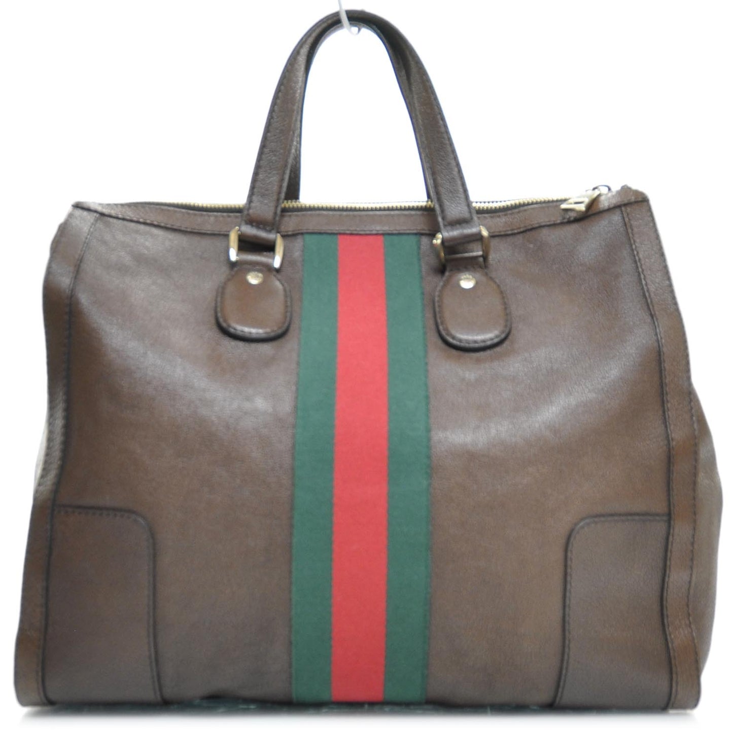 Leather Large Web Seventies Tote Brown