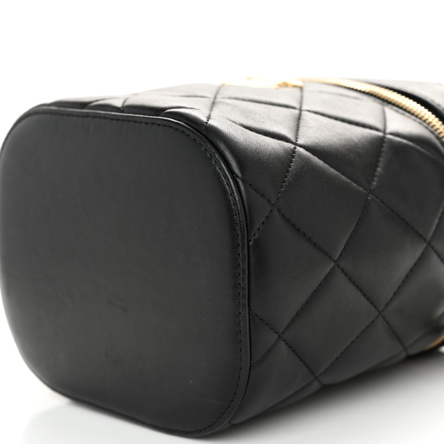 Lambskin Quilted Trendy Vanity Case Black
