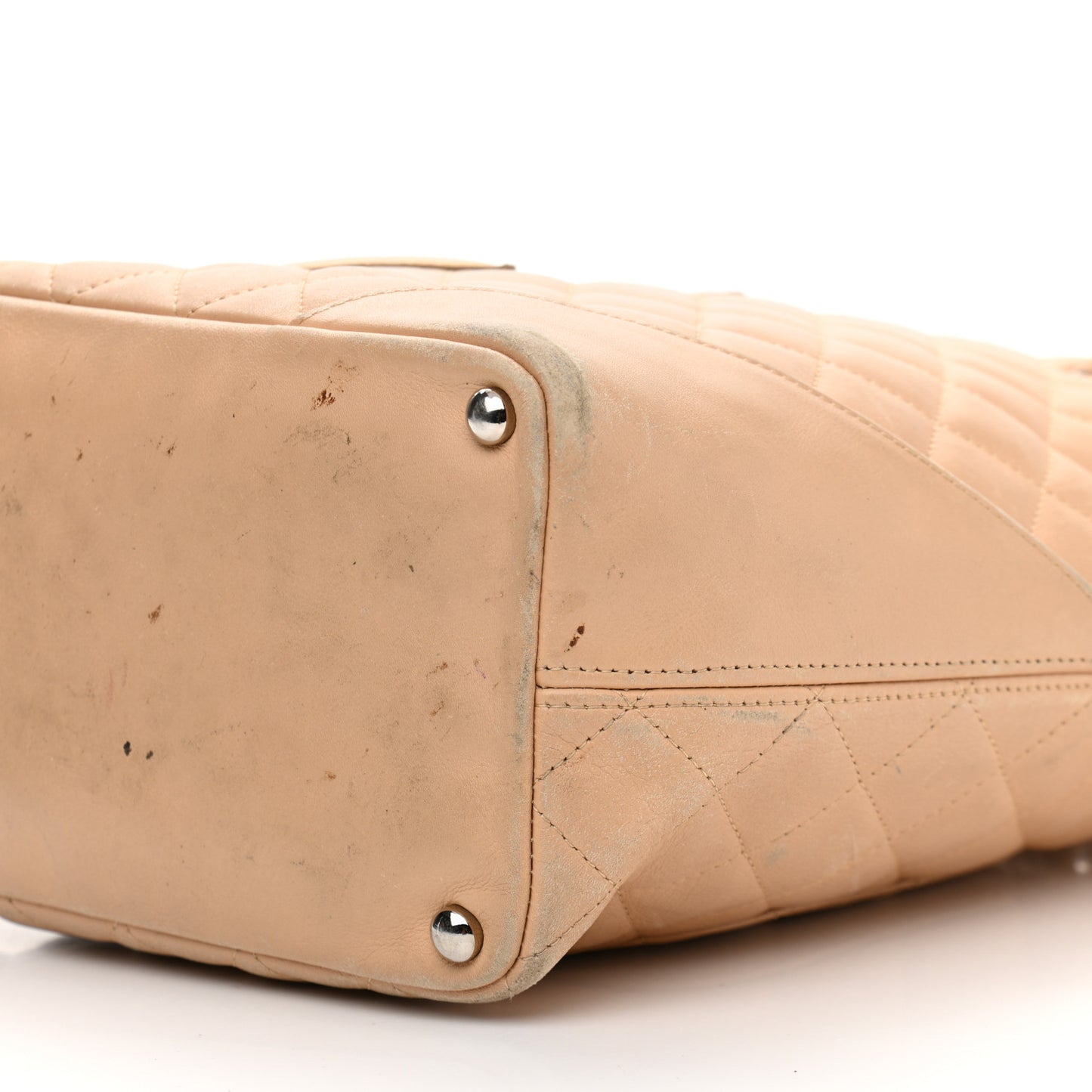 Calfskin Quilted Medium Cambon Tote Beige