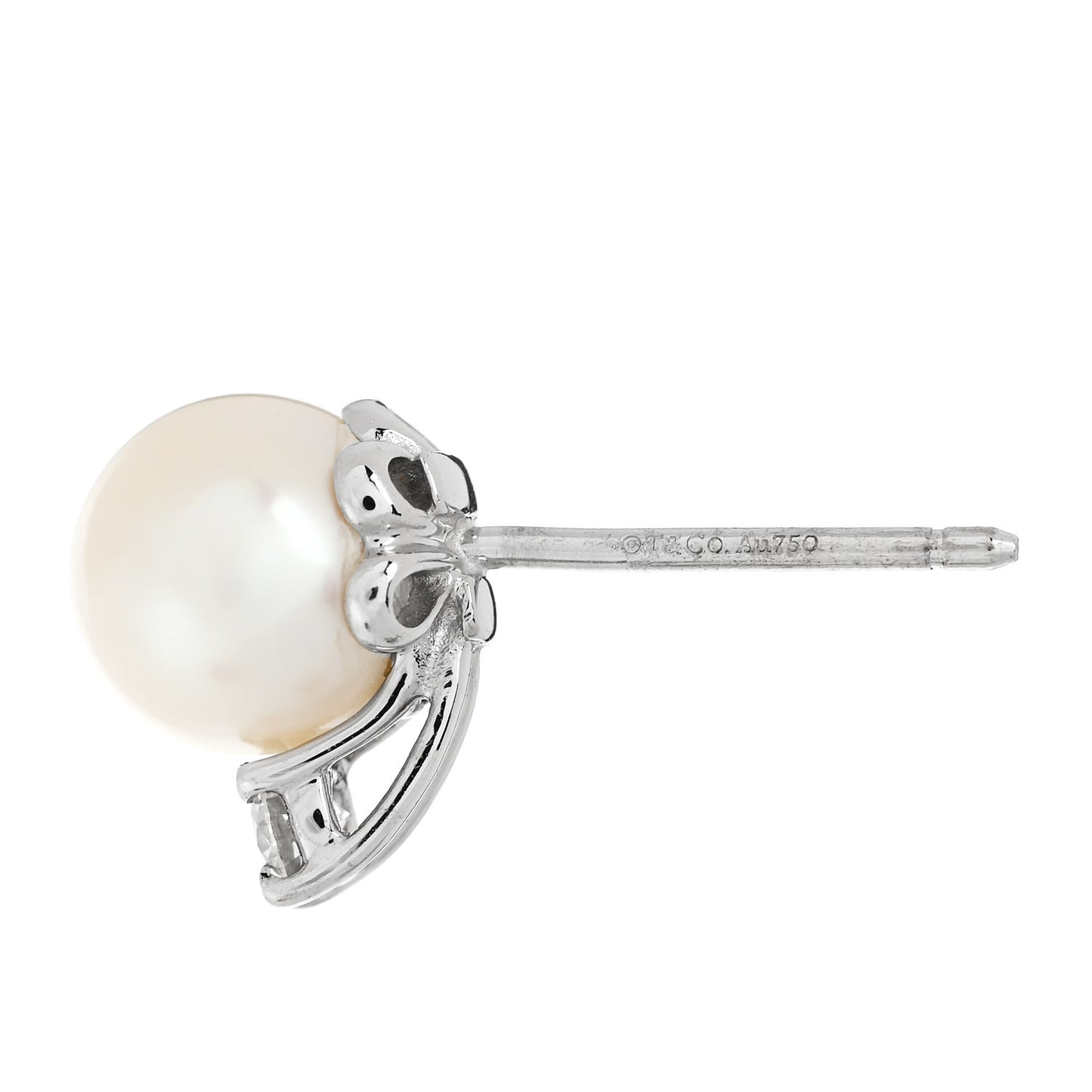 18K White Gold Diamond Akoya Cultured Pearl 7-7.5mm Signature Earrings