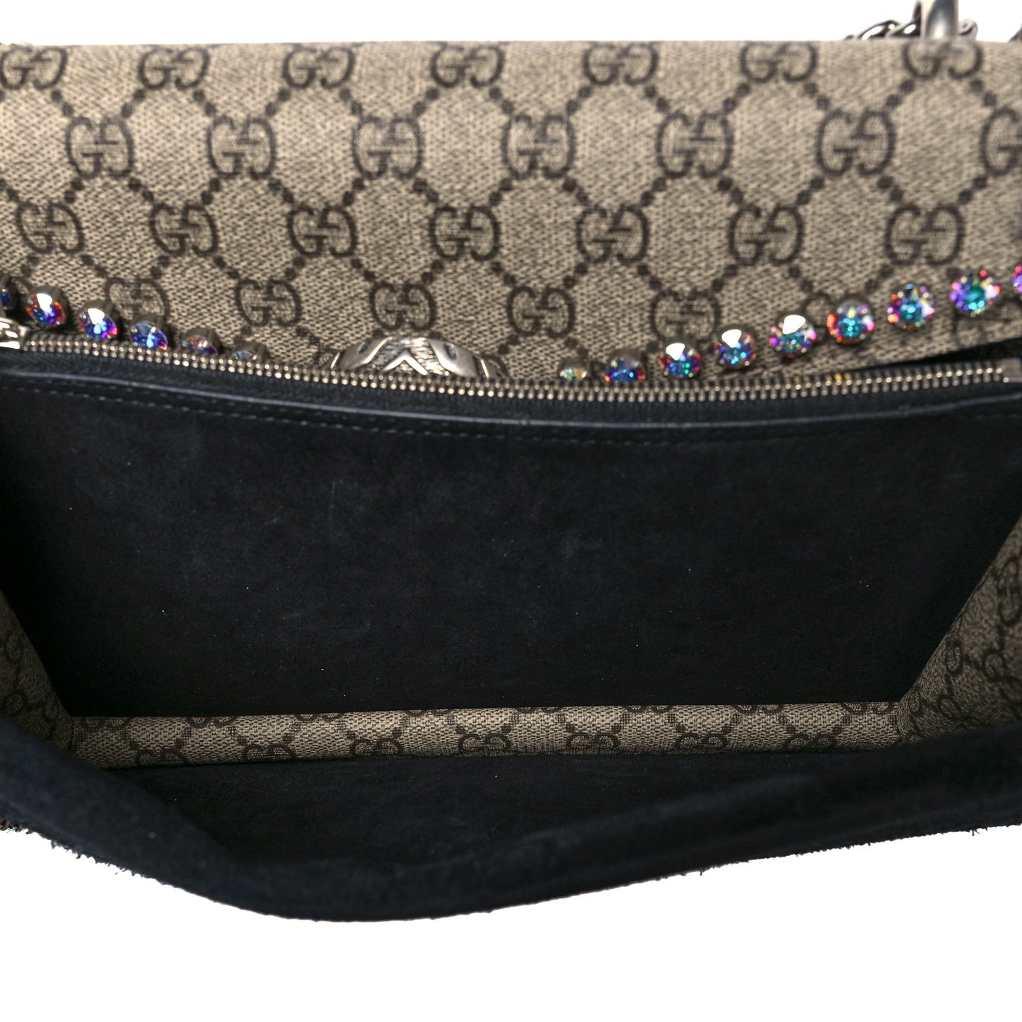 GG Supreme Monogram Crystal Small Dionysus Shoulder Bag Black