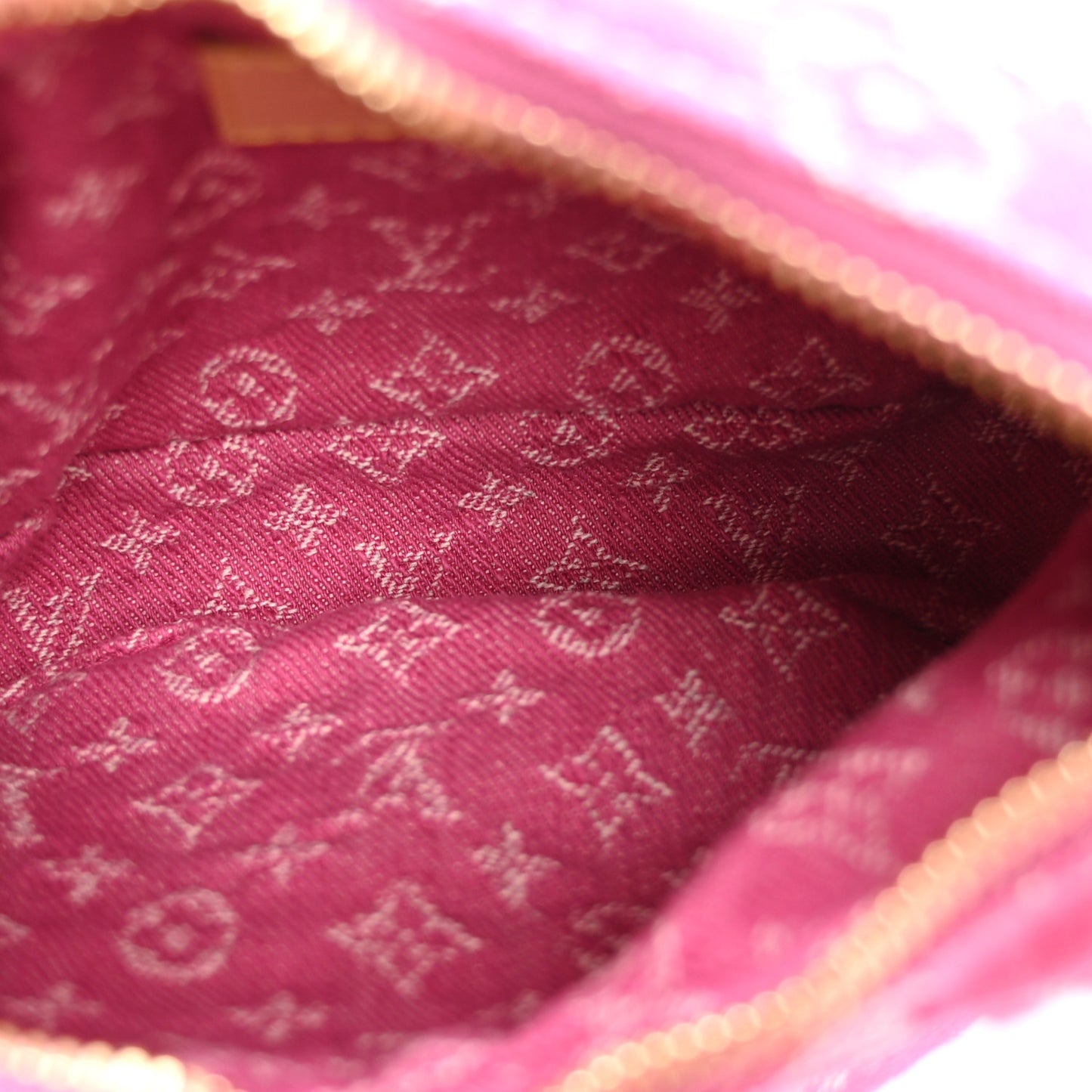 Monogram Denim Pochette Valley Fuchsia