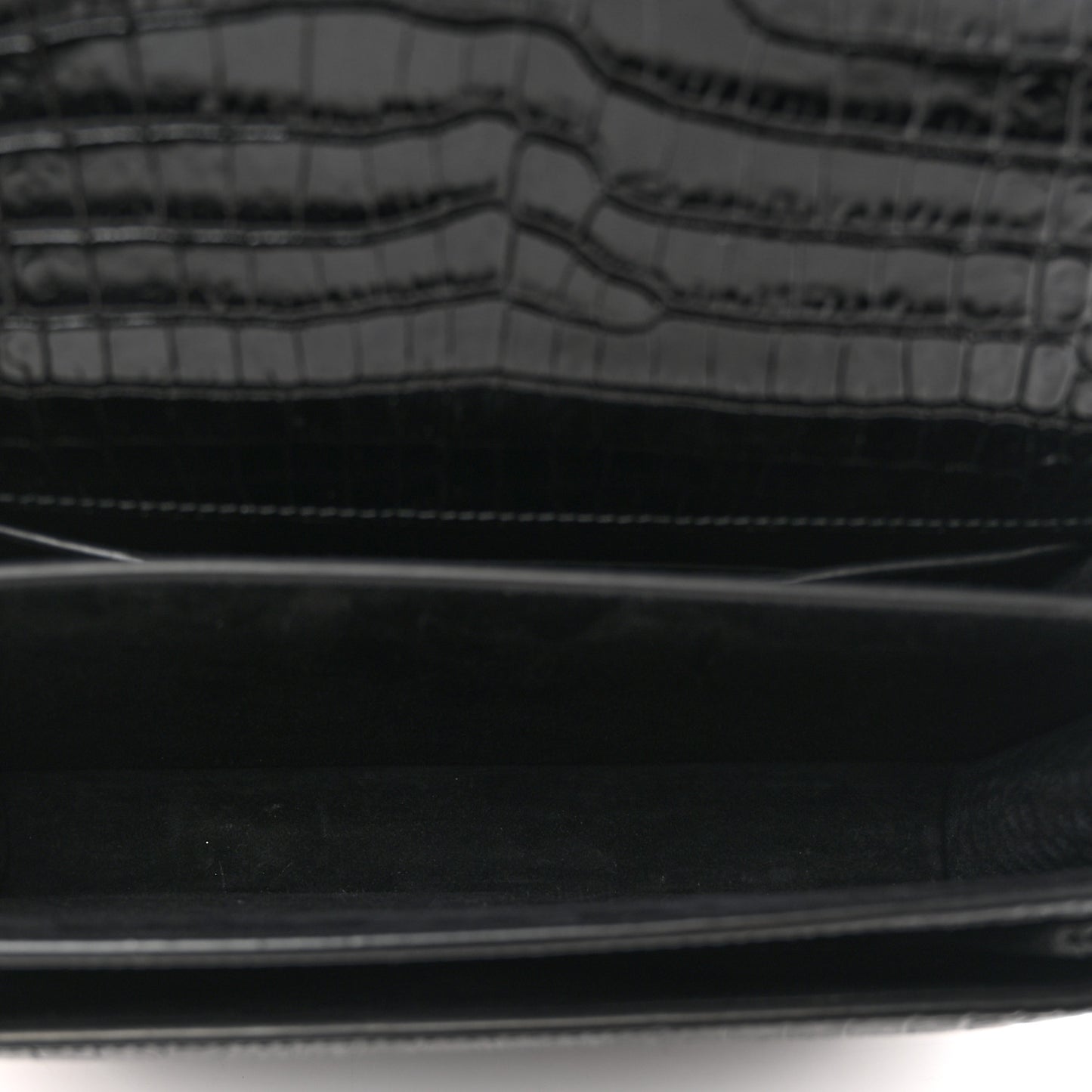 Calfskin Crocodile Embossed Medium Monogram Sunset Black