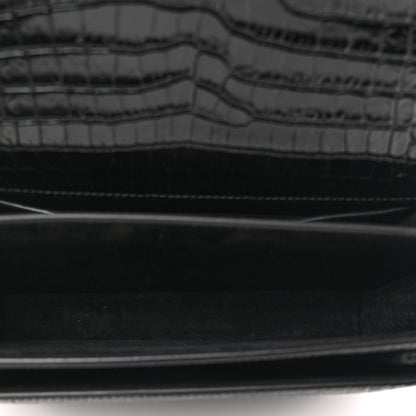 Saint Laurent Calfskin Crocodile Embossed Medium Monogram Sunset Black 5 of 12