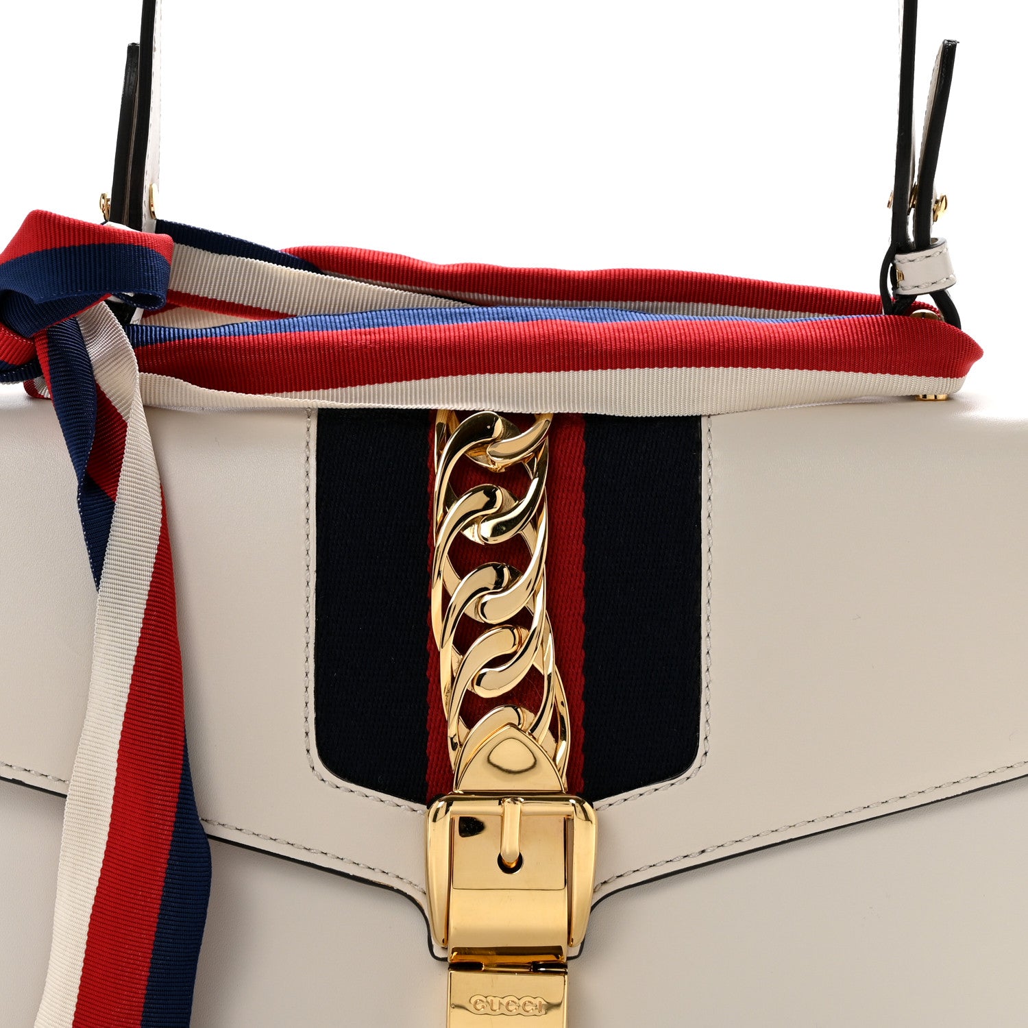 Gucci Calfskin Small Sylvie Shoulder Bag Off White 8 of 12