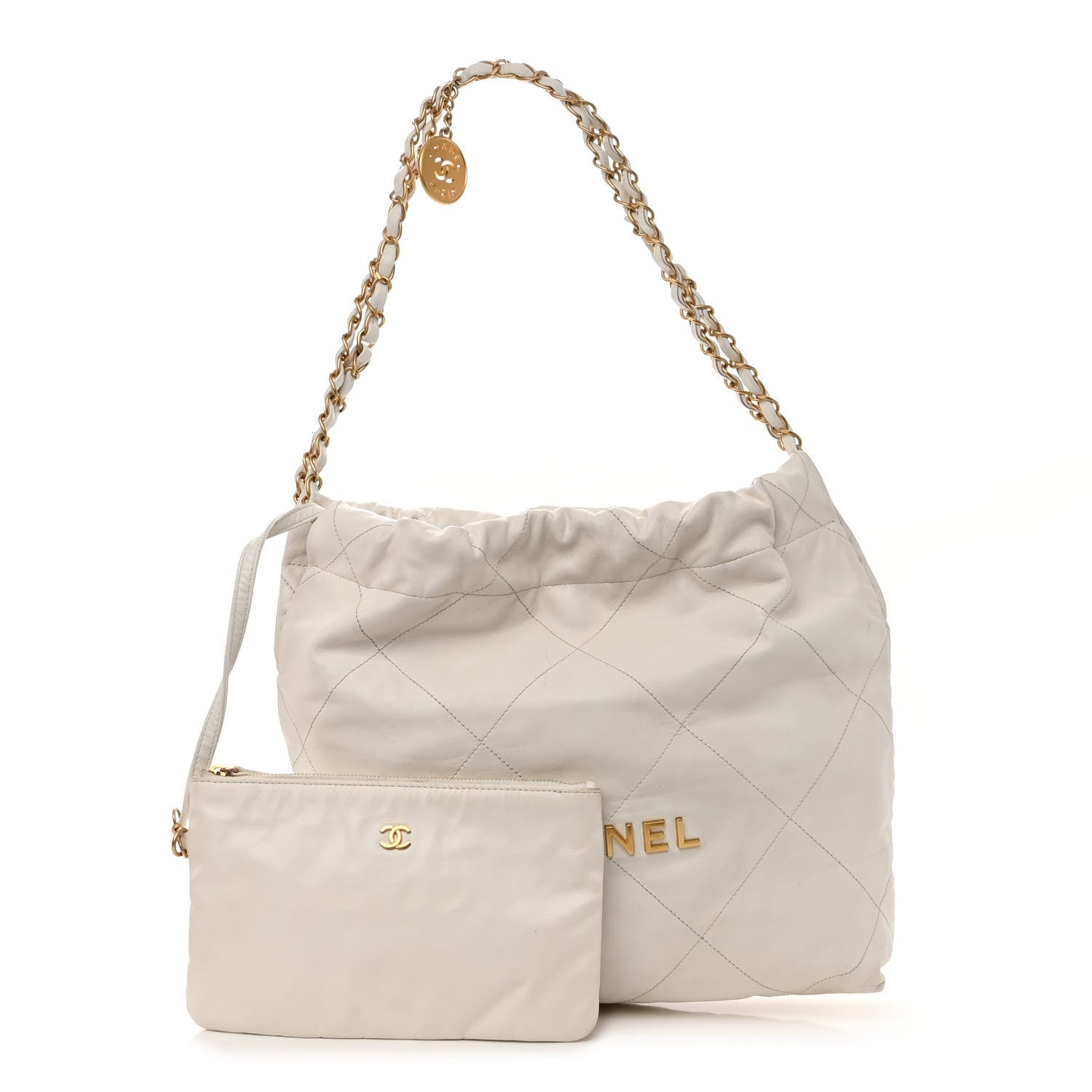 Chanel Shiny Calfskin Quilted Small Chanel 22 White 1 of 11