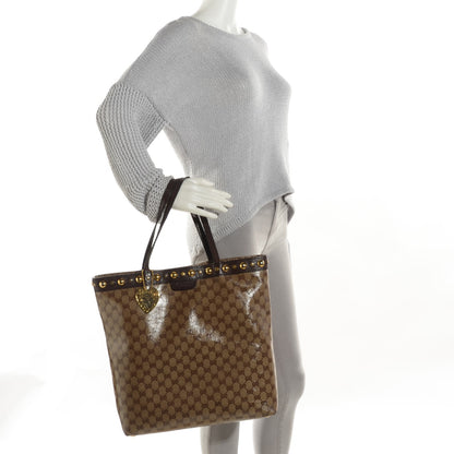Gucci Crystal Monogram Large Babouska Vertical Shopping Tote Brown 2 of 7
