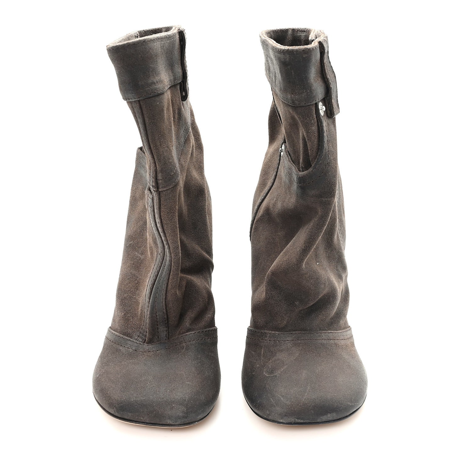 Waxed Suede Toy Ankle Boots 40 Brown