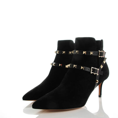 Valentino Garavani Suede Rockstud Double Buckle 65mm Ankle Boots 37.5 Black 3 of 8